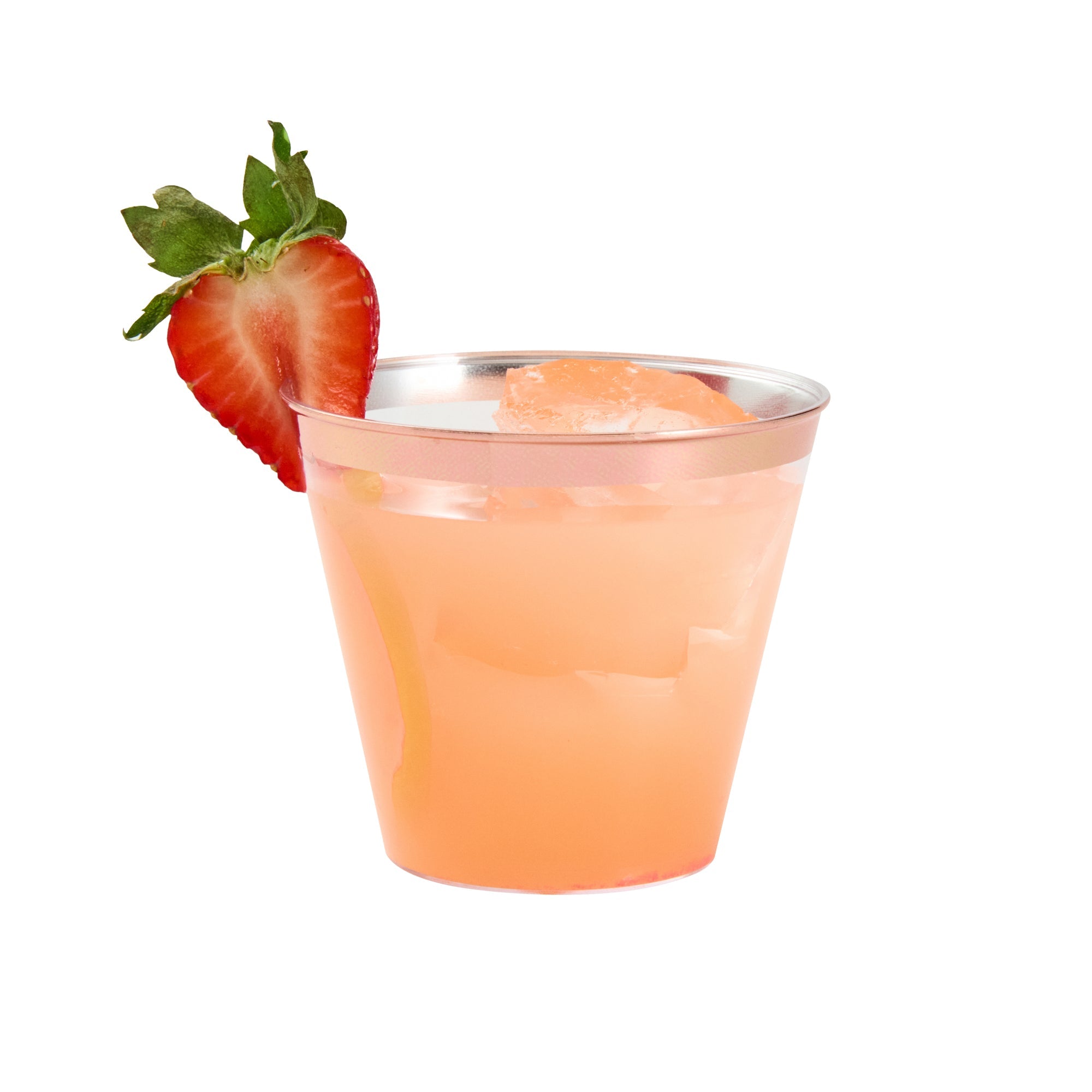 Chef 101 5 oz Clear Plastic Tumbler - with Rose Gold Rim - 2 3/4" x 2 3/4" x 2 1/4" - 500 count box