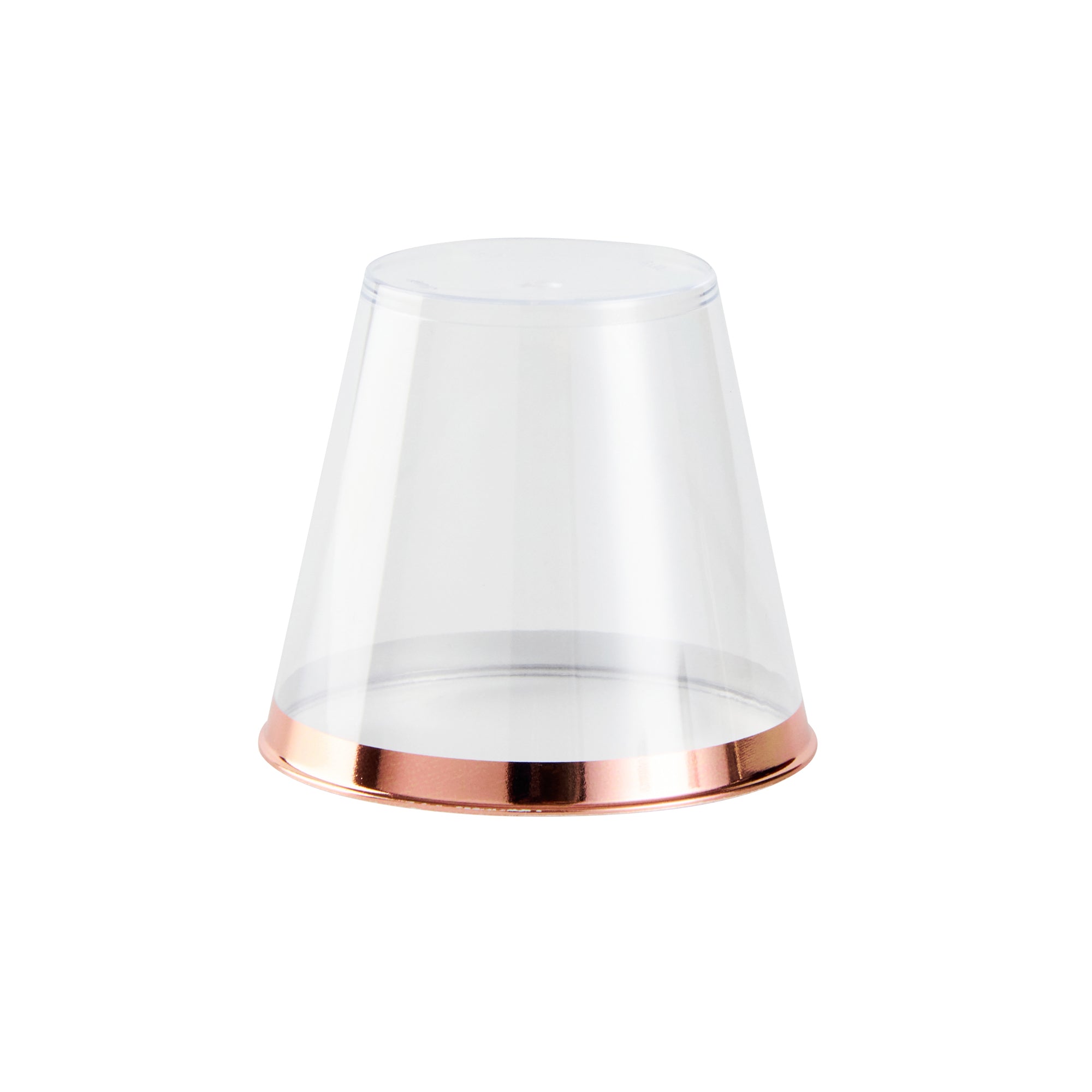 Chef 101 5 oz Clear Plastic Tumbler - with Rose Gold Rim - 2 3/4" x 2 3/4" x 2 1/4" - 500 count box