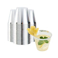 Chef 101 5 oz Clear Plastic Tumbler - with Silver Rim - 2 3/4" x 2 3/4" x 2 1/4" - 20 count box