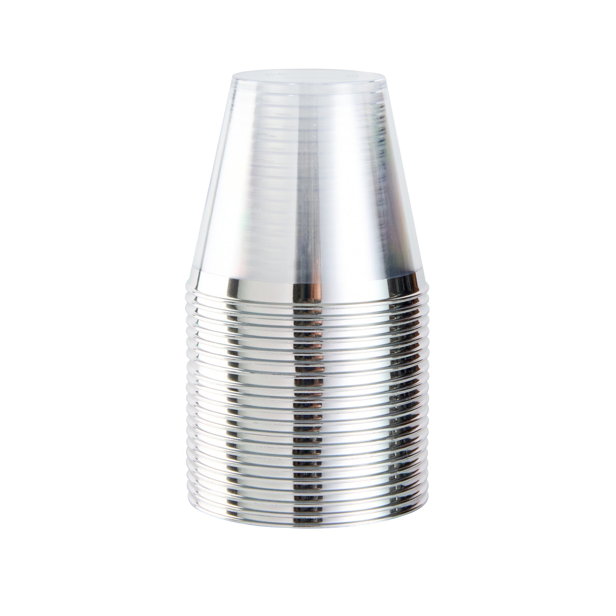 Chef 101 5 oz Clear Plastic Tumbler - with Silver Rim - 2 3/4" x 2 3/4" x 2 1/4" - 20 count box