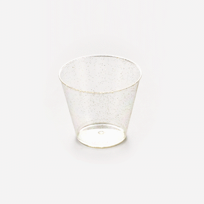 Chef 101 5 oz Gold Glitter Plastic Tumbler - 2 3/4" x 2 3/4" x 2 1/4" - 500 count box