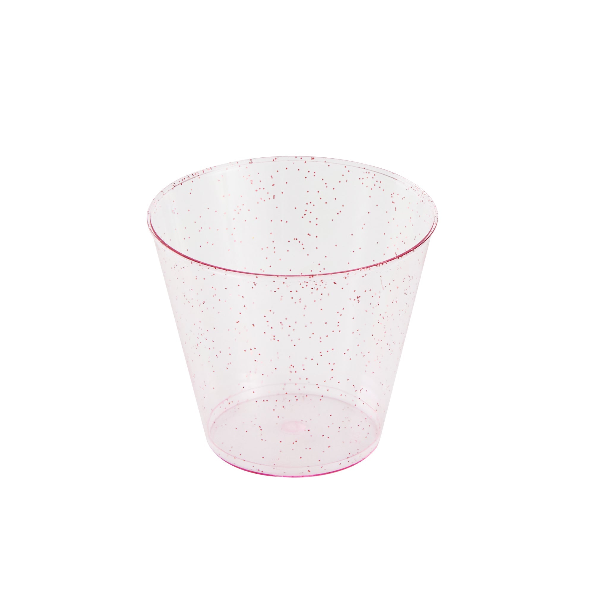 Chef 101 5 oz Pink Glitter Plastic Tumbler - 2 3/4" x 2 3/4" x 2 1/4" - 20 count box