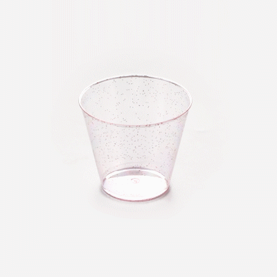 Chef 101 5 oz Pink Glitter Plastic Tumbler - 2 3/4" x 2 3/4" x 2 1/4" - 500 count box