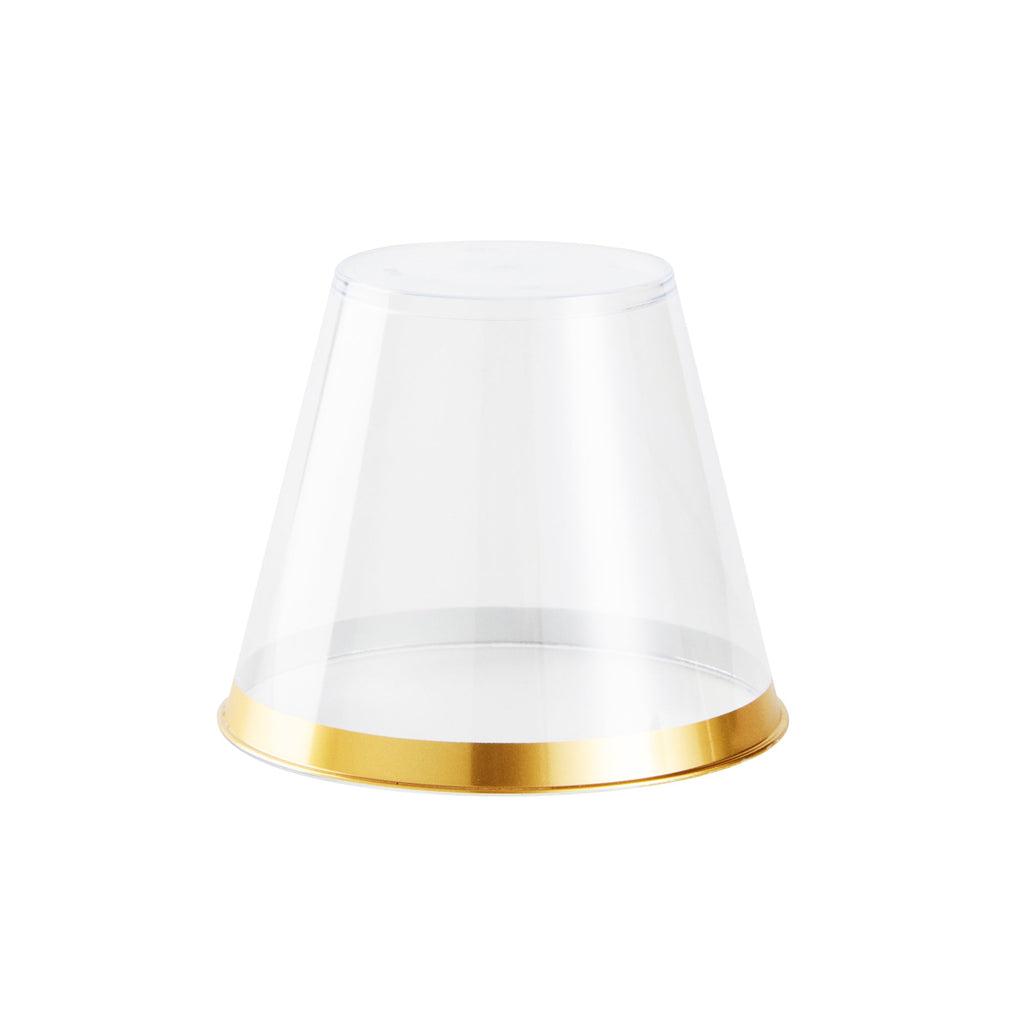 Chef 101 9 oz Clear Plastic Tumbler - with Gold Rim - 3 1/2" x 3 1/2" x 2 3/4" - 500 count box