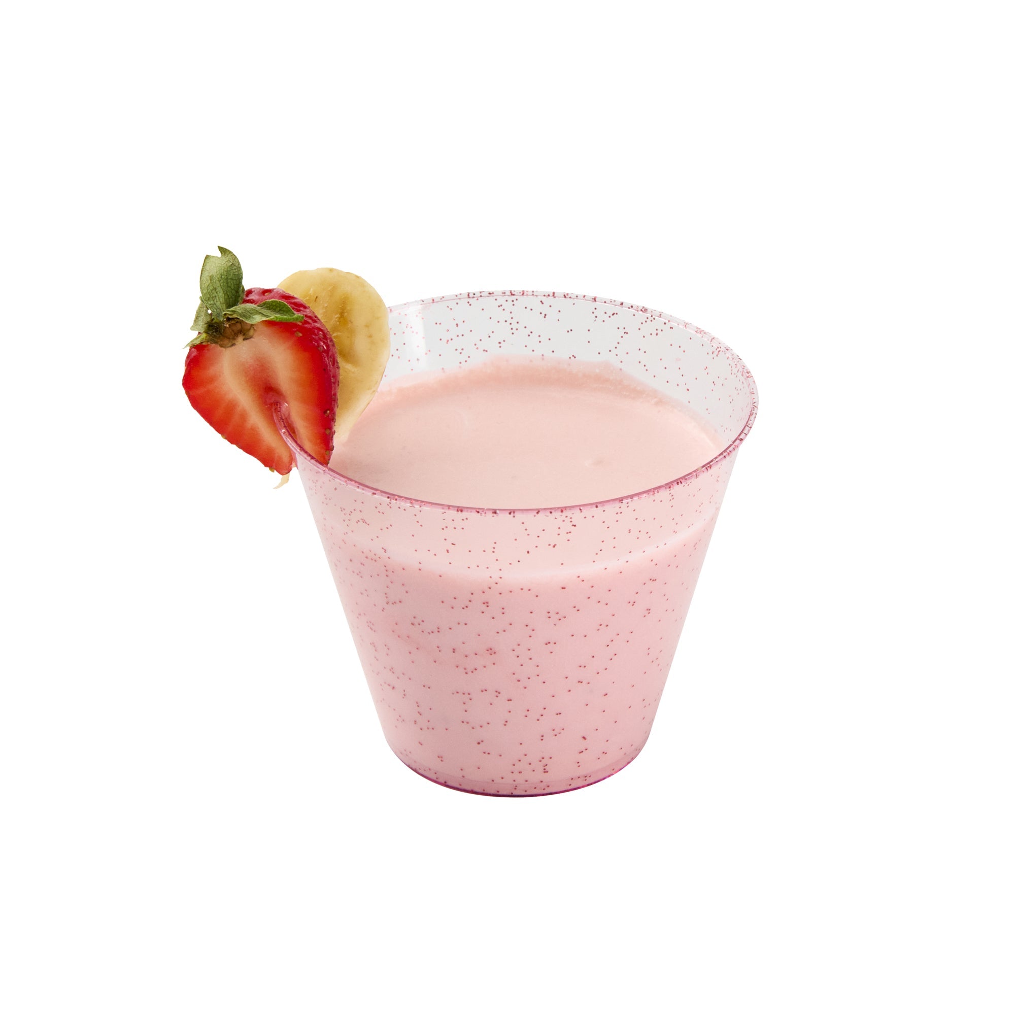 Chef 101 9 oz Pink Glitter Plastic Tumbler - 3 1/2" x 3 1/2" x 2 3/4" - 500 count box