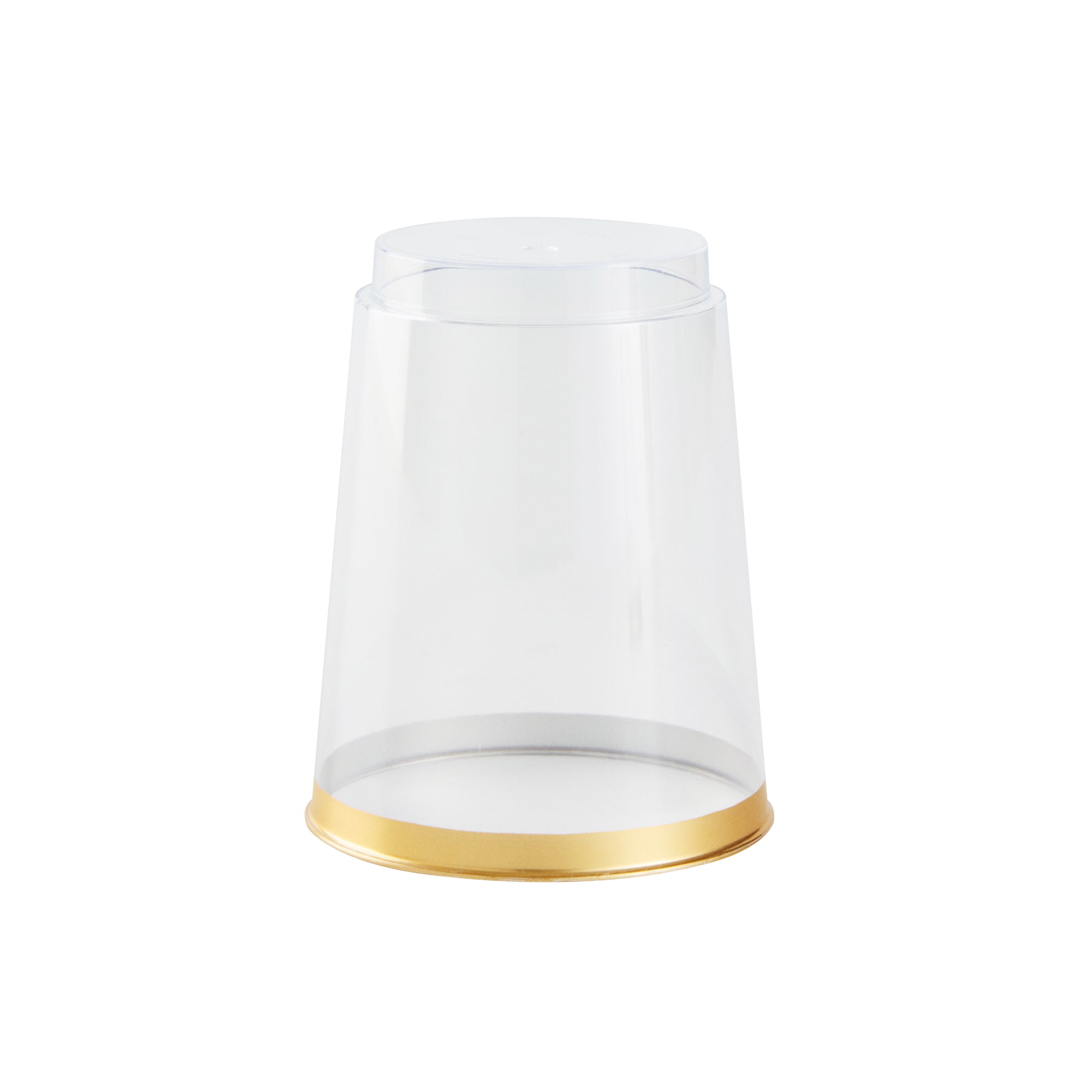 Chef 101 10 oz Clear Plastic Tumbler - with Gold Rim - 3" x 3" x 3 3/4" - 20 count box