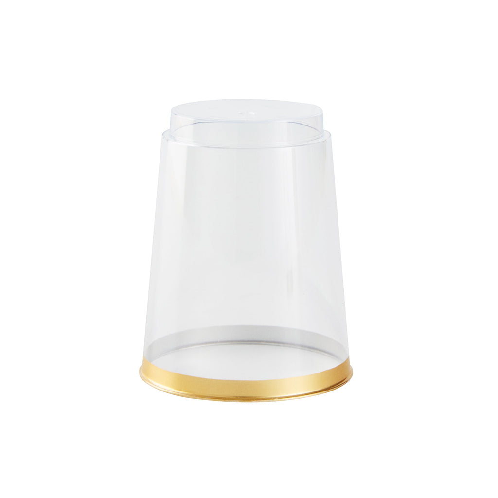 Chef 101 10 oz Clear Plastic Tumbler - with Gold Rim - 3" x 3" x 3 3/4" - 500 count box