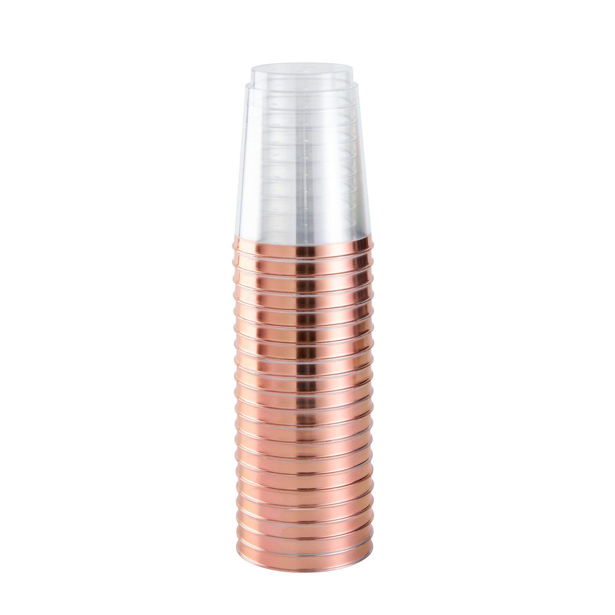Chef 101 10 oz Clear Plastic Tumbler - with Rose Gold Rim - 3" x 3" x 3 3/4" - 500 count box