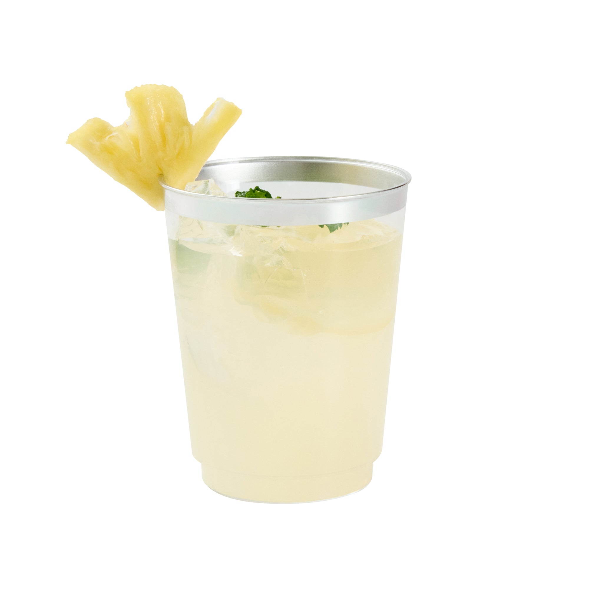 Chef 101 10 oz Clear Plastic Tumbler - with Silver Rim - 3" x 3" x 3 3/4" - 500 count box