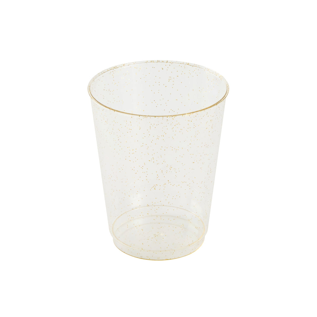 Chef 101 10 oz Gold Glitter Plastic Tumbler - 3" x 3" x 3 3/4" - 500 count box