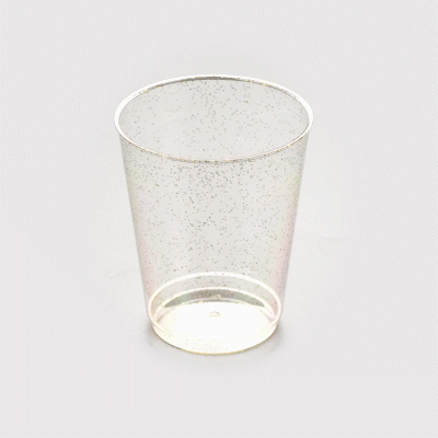 Chef 101 10 oz Gold Glitter Plastic Tumbler - 3" x 3" x 3 3/4" - 500 count box