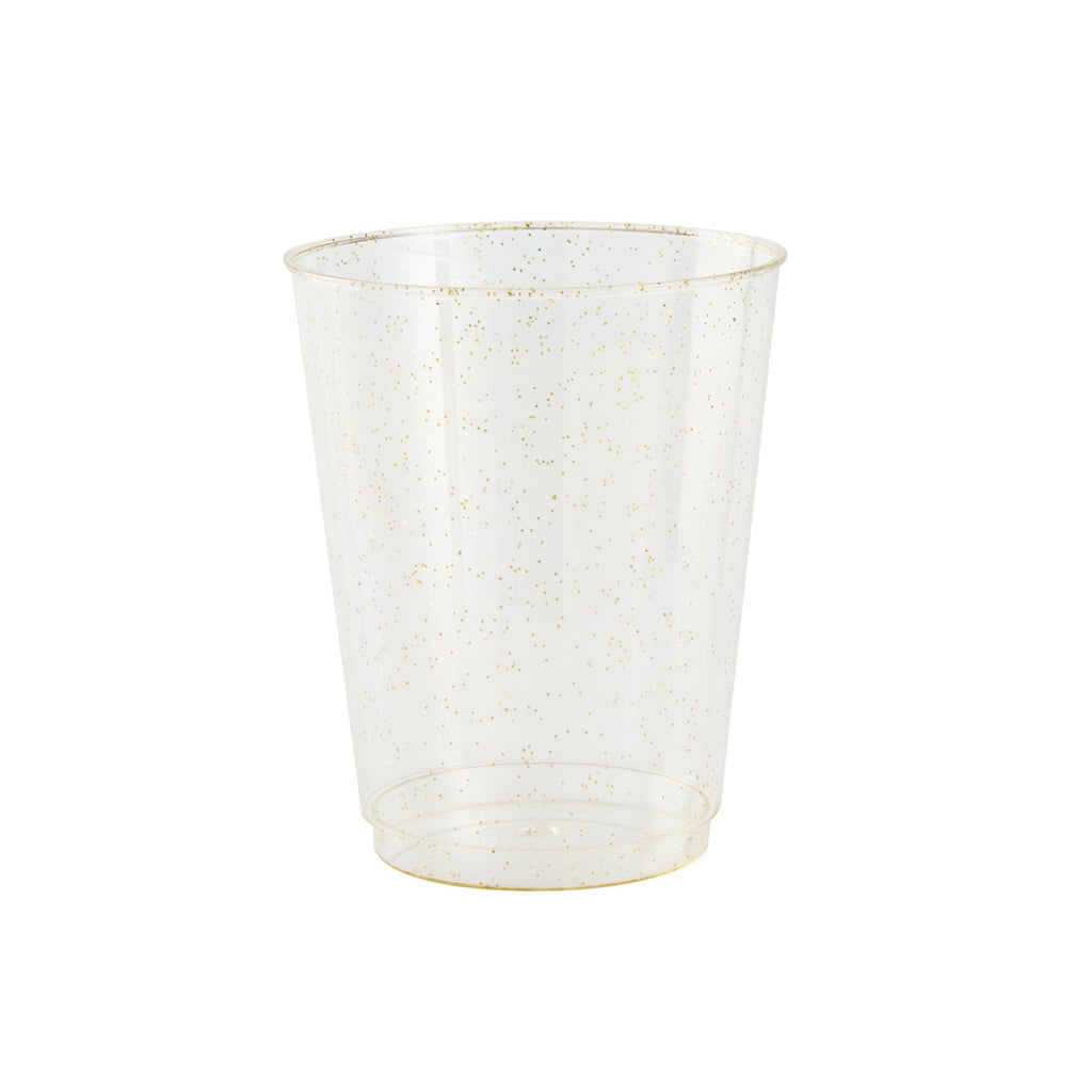 Chef 101 10 oz Gold Glitter Plastic Tumbler - 3" x 3" x 3 3/4" - 500 count box