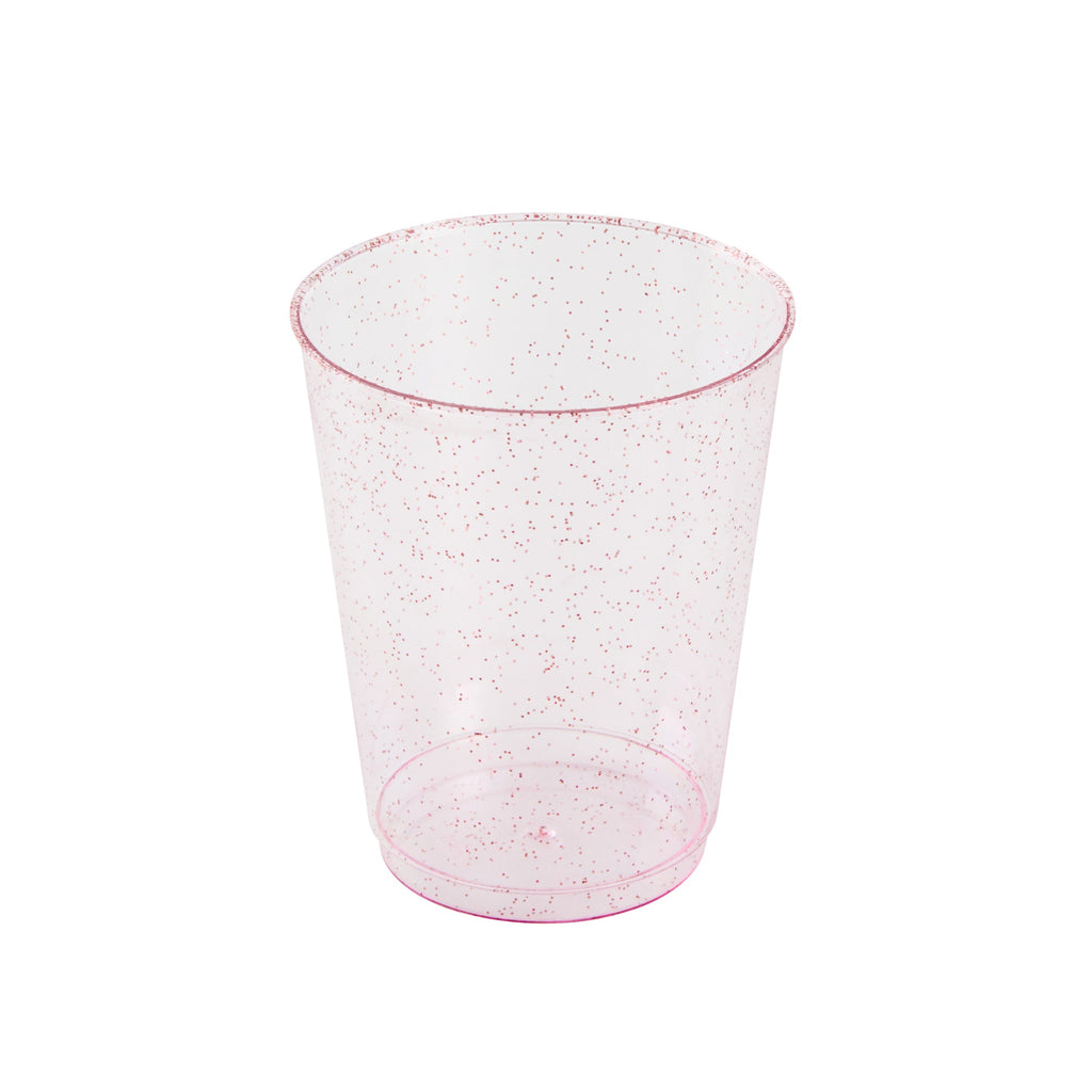 Chef 101 10 oz Pink Glitter Plastic Tumbler - 3" x 3" x 3 3/4" - 500 count box