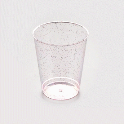 Chef 101 10 oz Pink Glitter Plastic Tumbler - 3" x 3" x 3 3/4" - 20 count box
