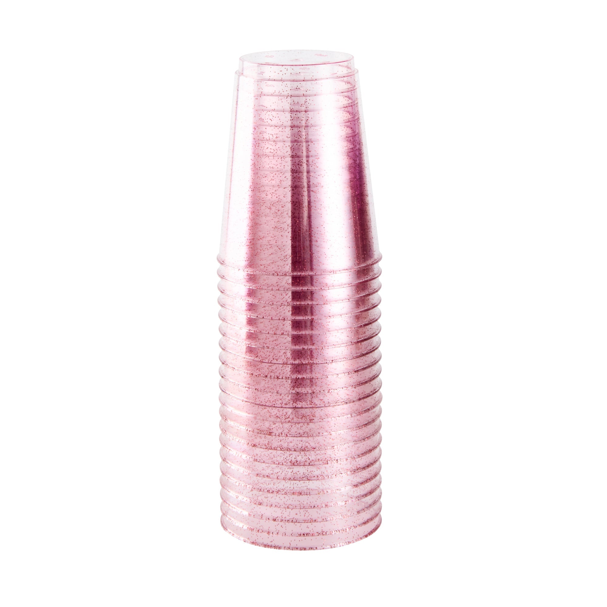 Chef 101 10 oz Pink Glitter Plastic Tumbler - 3" x 3" x 3 3/4" - 20 count box