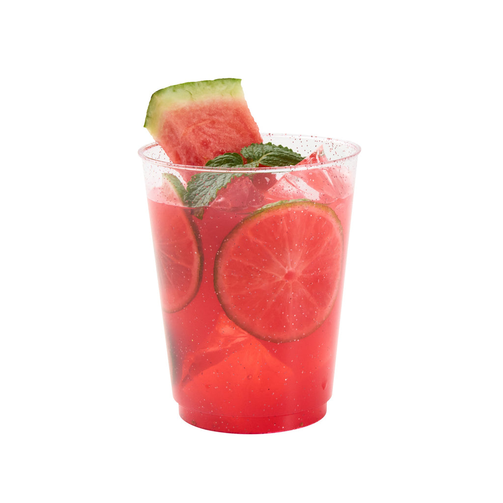 Chef 101 10 oz Pink Glitter Plastic Tumbler - 3" x 3" x 3 3/4" - 500 count box