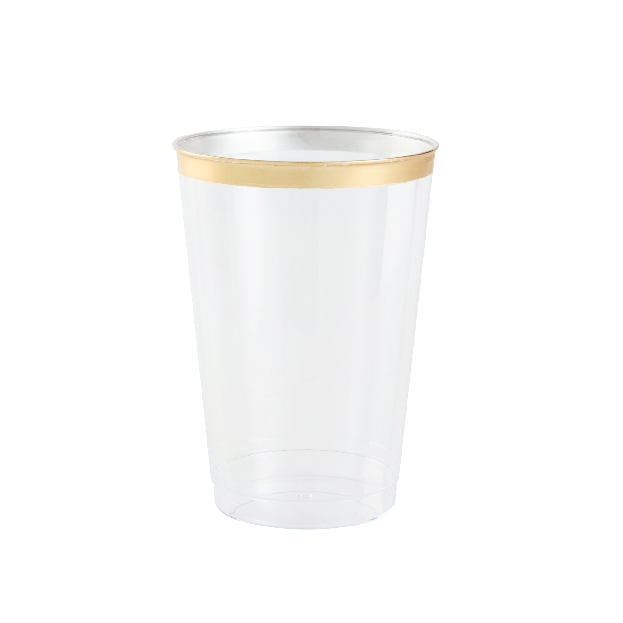 Chef 101 12 oz Clear Plastic Tumbler - with Gold Rim - 3" x 3" x 4 1/4" - 20 count box