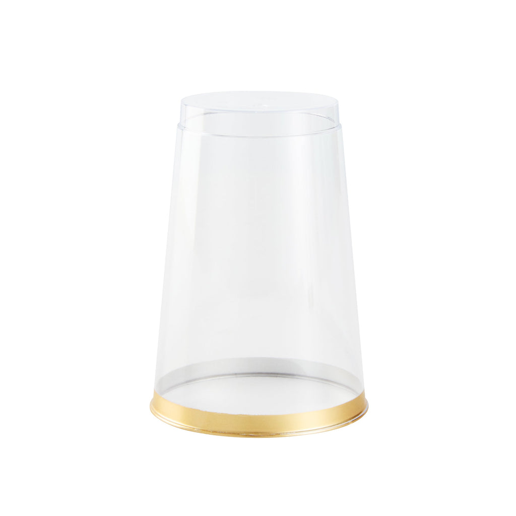 Chef 101 12 oz Clear Plastic Tumbler - with Gold Rim - 3" x 3" x 4 1/4" - 500 count box