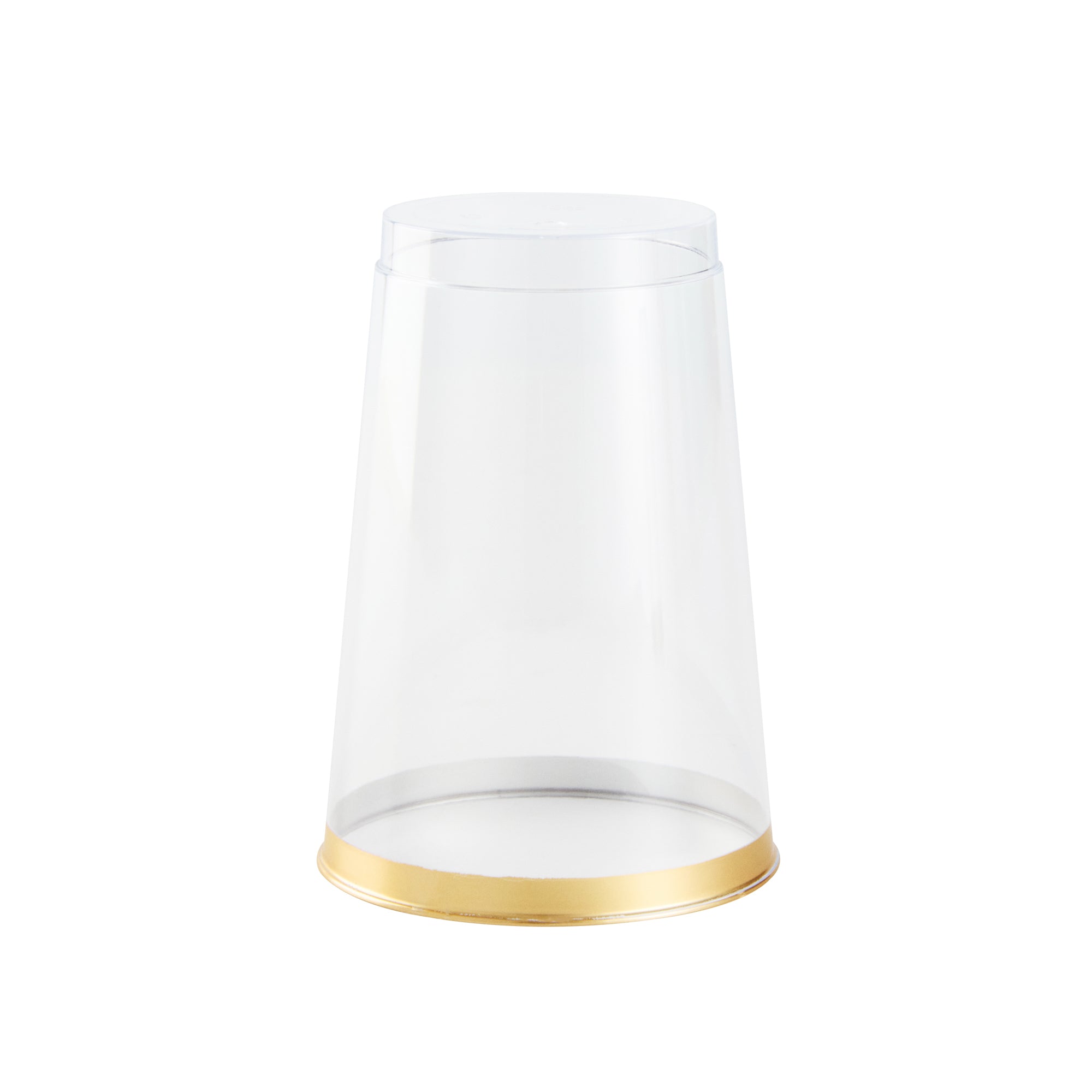 Chef 101 12 oz Clear Plastic Tumbler - with Gold Rim - 3" x 3" x 4 1/4" - 500 count box