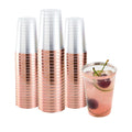 Chef 101 12 oz Clear Plastic Tumbler - with Rose Gold Rim - 3" x 3" x 4 1/4" - 20 count box
