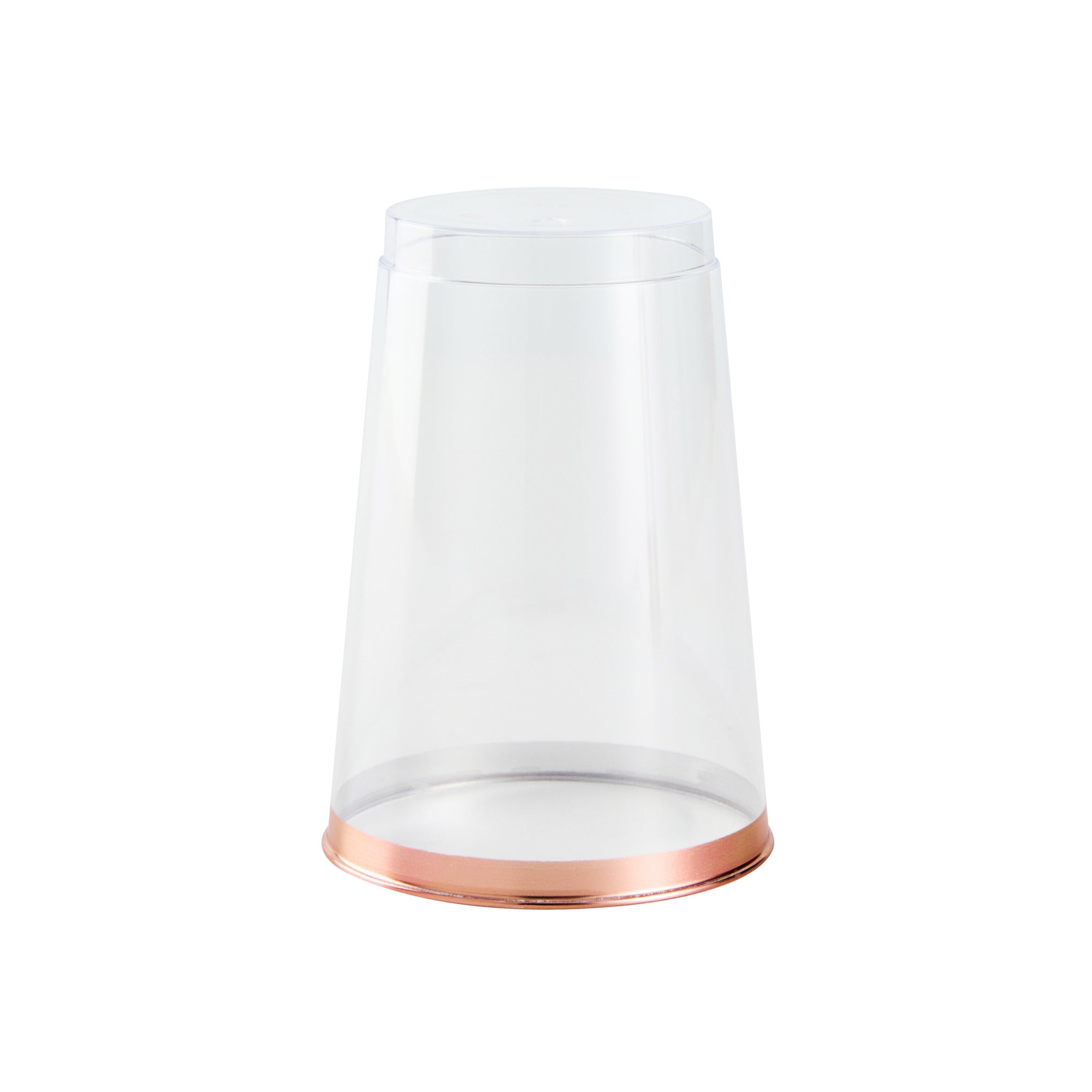 Chef 101 12 oz Clear Plastic Tumbler - with Rose Gold Rim - 3" x 3" x 4 1/4" - 500 count box