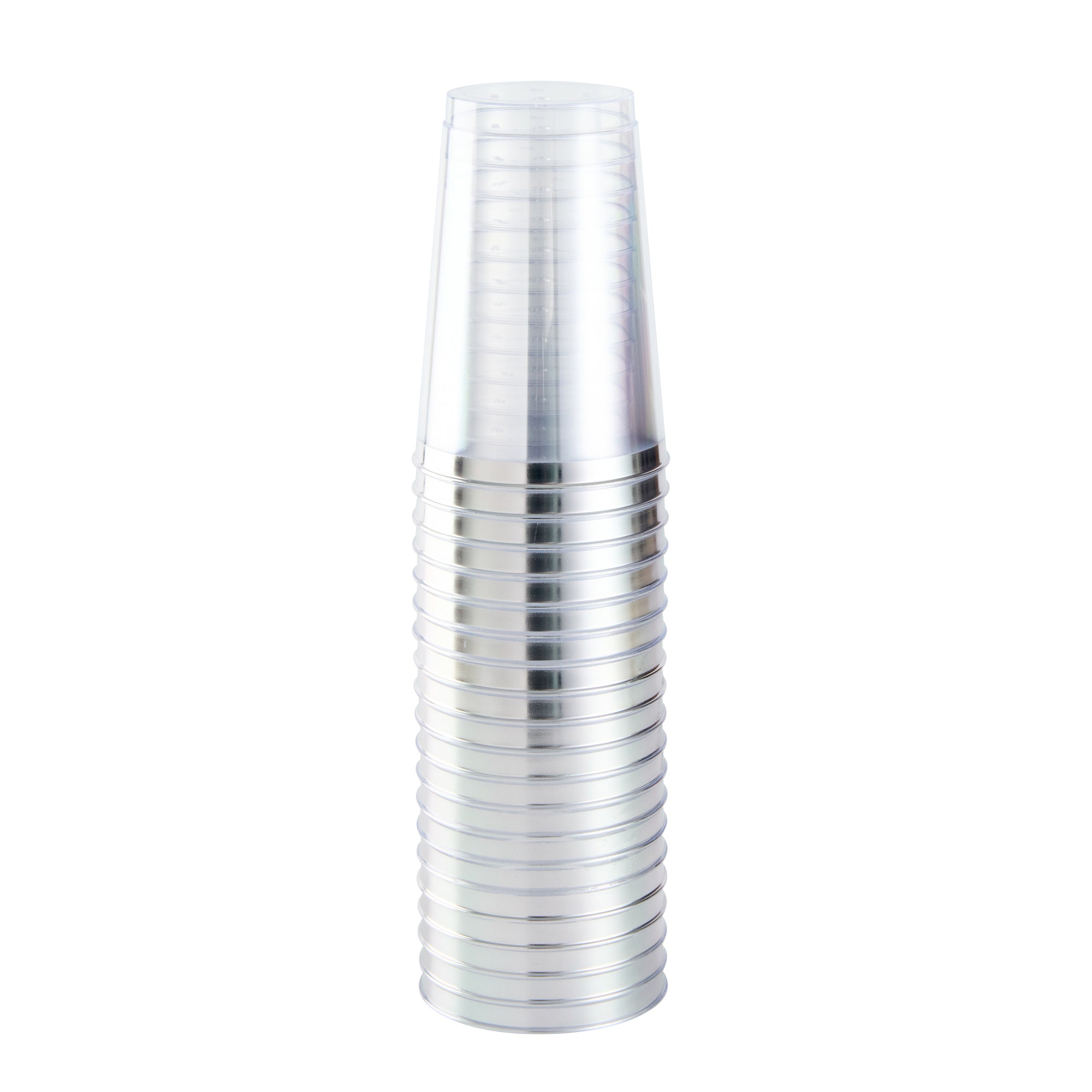 Chef 101 12 oz Clear Plastic Tumbler - with Silver Rim - 3" x 3" x 4 1/4" - 20 count box