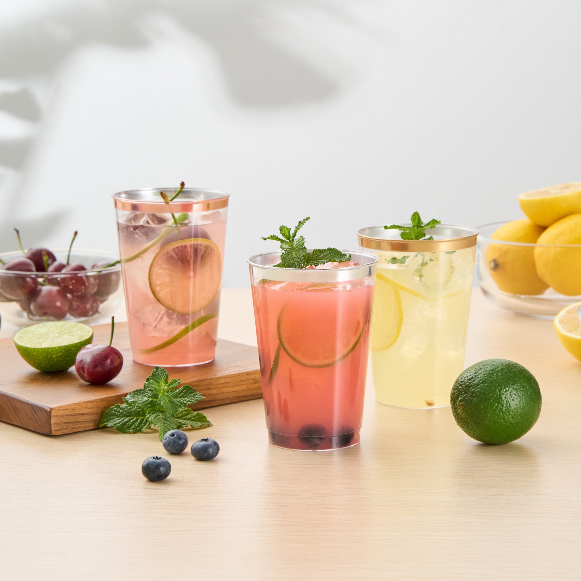 Chef 101 12 oz Clear Plastic Tumbler - with Silver Rim - 3" x 3" x 4 1/4" - 20 count box