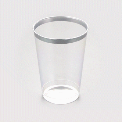 Chef 101 12 oz Clear Plastic Tumbler - with Silver Rim - 3" x 3" x 4 1/4" - 500 count box