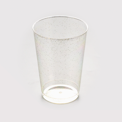 Chef 101 12 oz Gold Glitter Plastic Tumbler - 3" x 3" x 4 1/4" - 20 count box