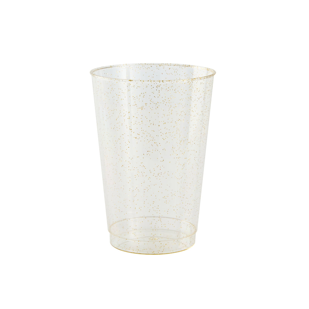 Chef 101 12 oz Gold Glitter Plastic Tumbler - 3" x 3" x 4 1/4" - 20 count box