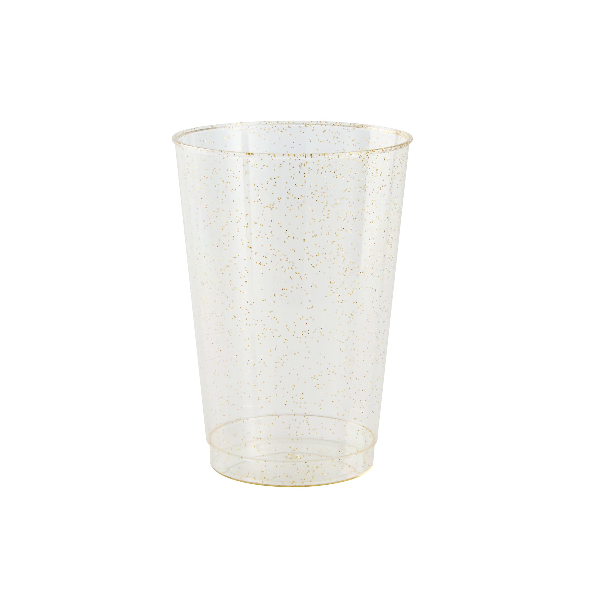 Chef 101 12 oz Gold Glitter Plastic Tumbler - 3" x 3" x 4 1/4" - 20 count box
