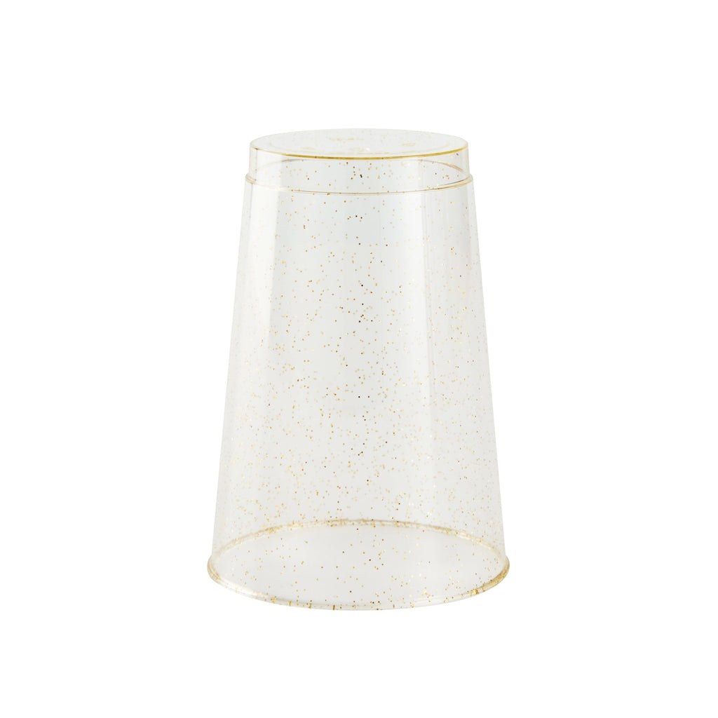 Chef 101 12 oz Gold Glitter Plastic Tumbler - 3" x 3" x 4 1/4" - 20 count box