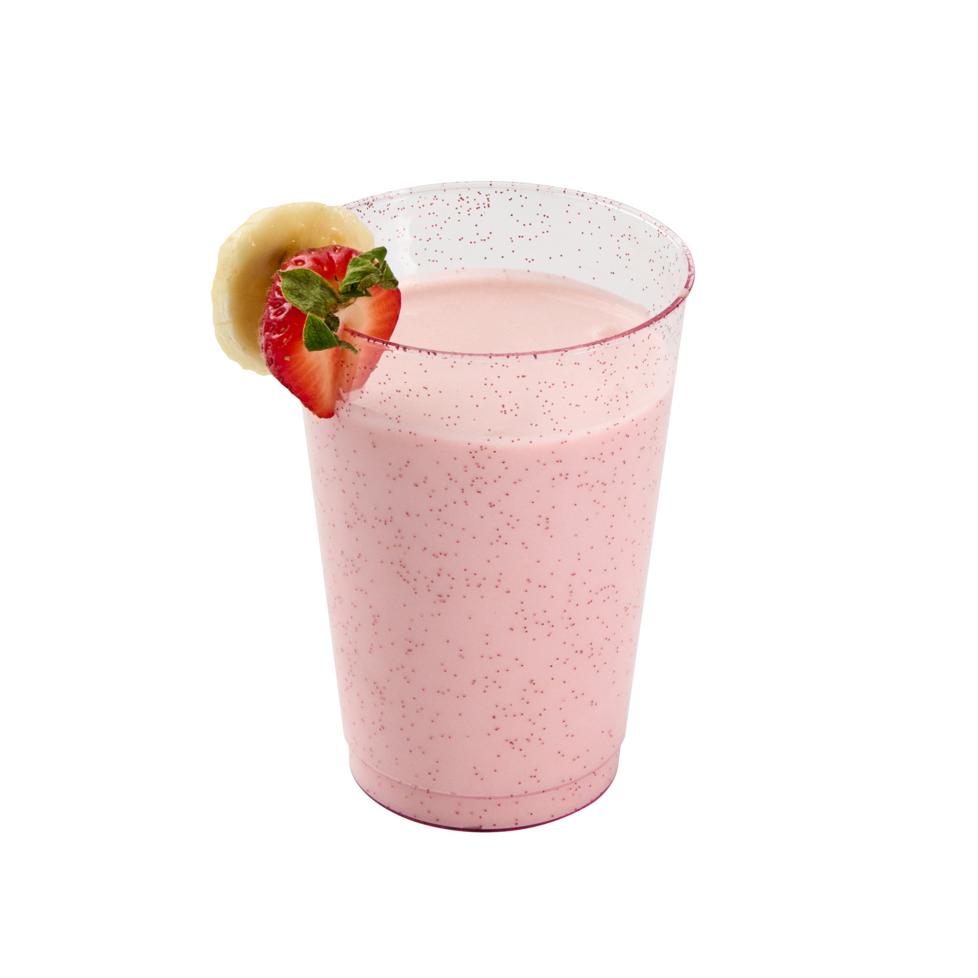 Chef 101 12 oz Pink Glitter Plastic Tumbler - 3" x 3" x 4 1/4" - 20 count box