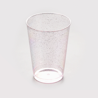 Chef 101 12 oz Pink Glitter Plastic Tumbler - 3" x 3" x 4 1/4" - 20 count box