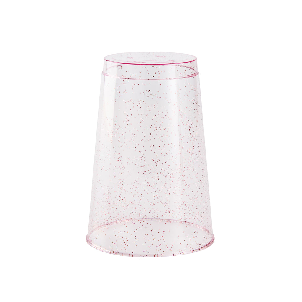 Chef 101 12 oz Pink Glitter Plastic Tumbler - 3" x 3" x 4 1/4" - 20 count box