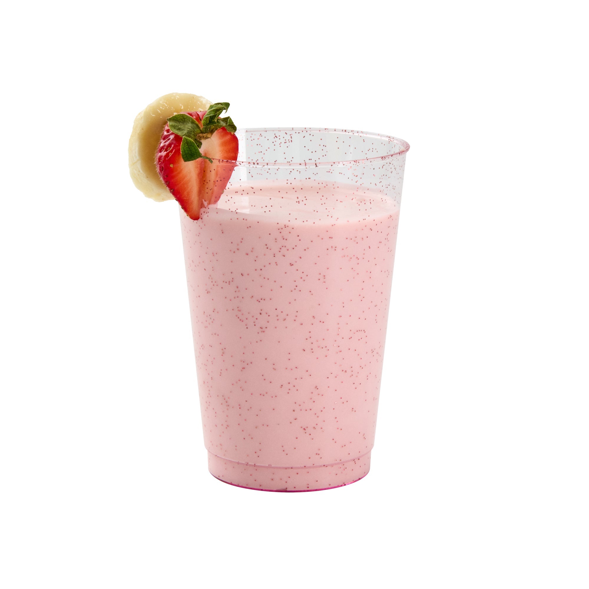 Chef 101 12 oz Pink Glitter Plastic Tumbler - 3" x 3" x 4 1/4" - 500 count box