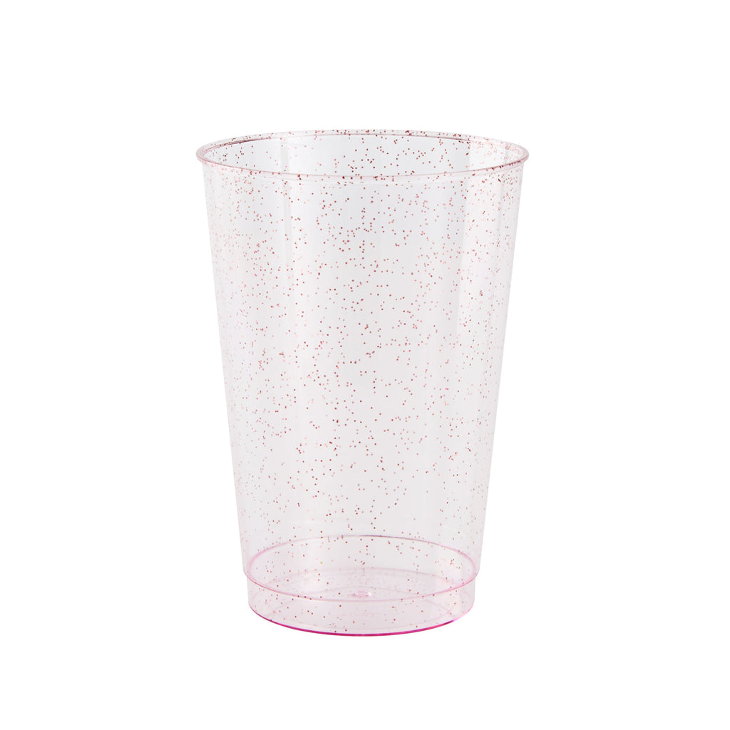 Chef 101 12 oz Pink Glitter Plastic Tumbler - 3" x 3" x 4 1/4" - 500 count box