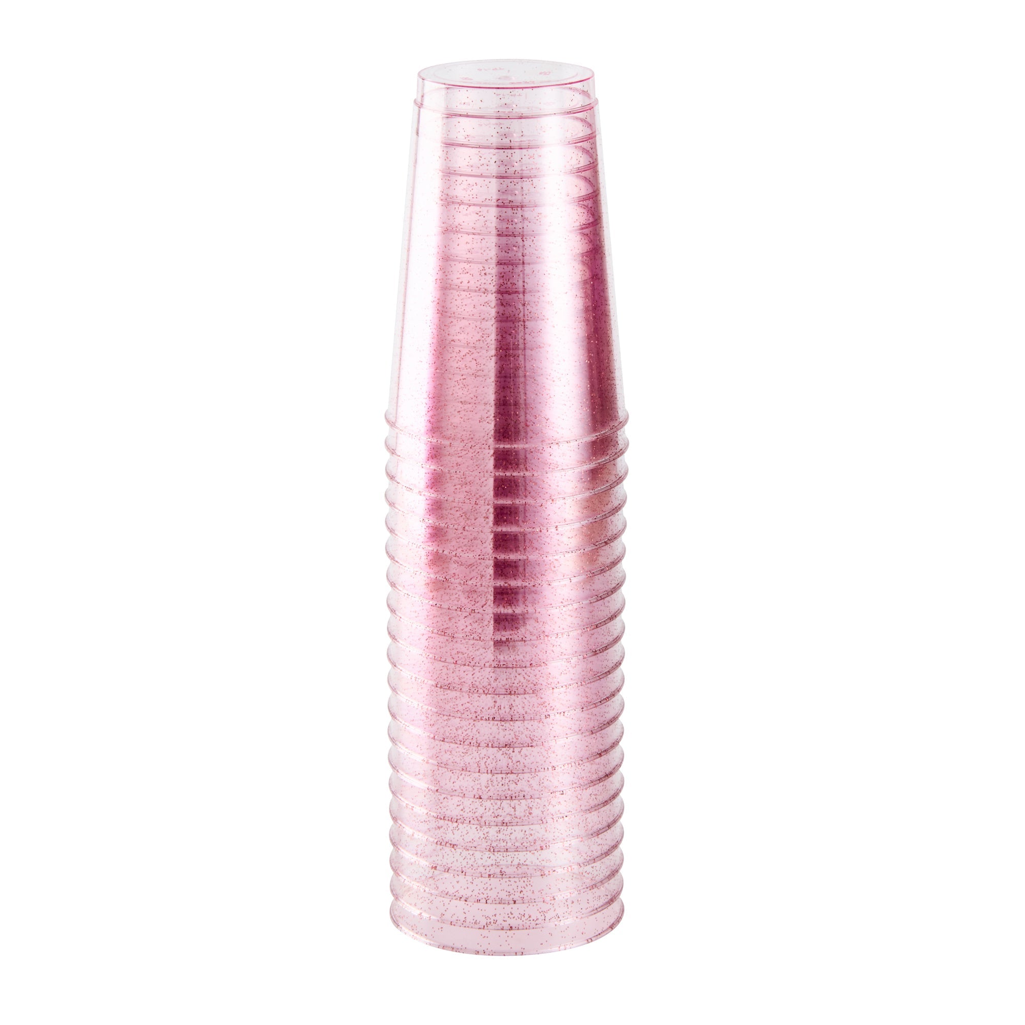 Chef 101 12 oz Pink Glitter Plastic Tumbler - 3" x 3" x 4 1/4" - 500 count box