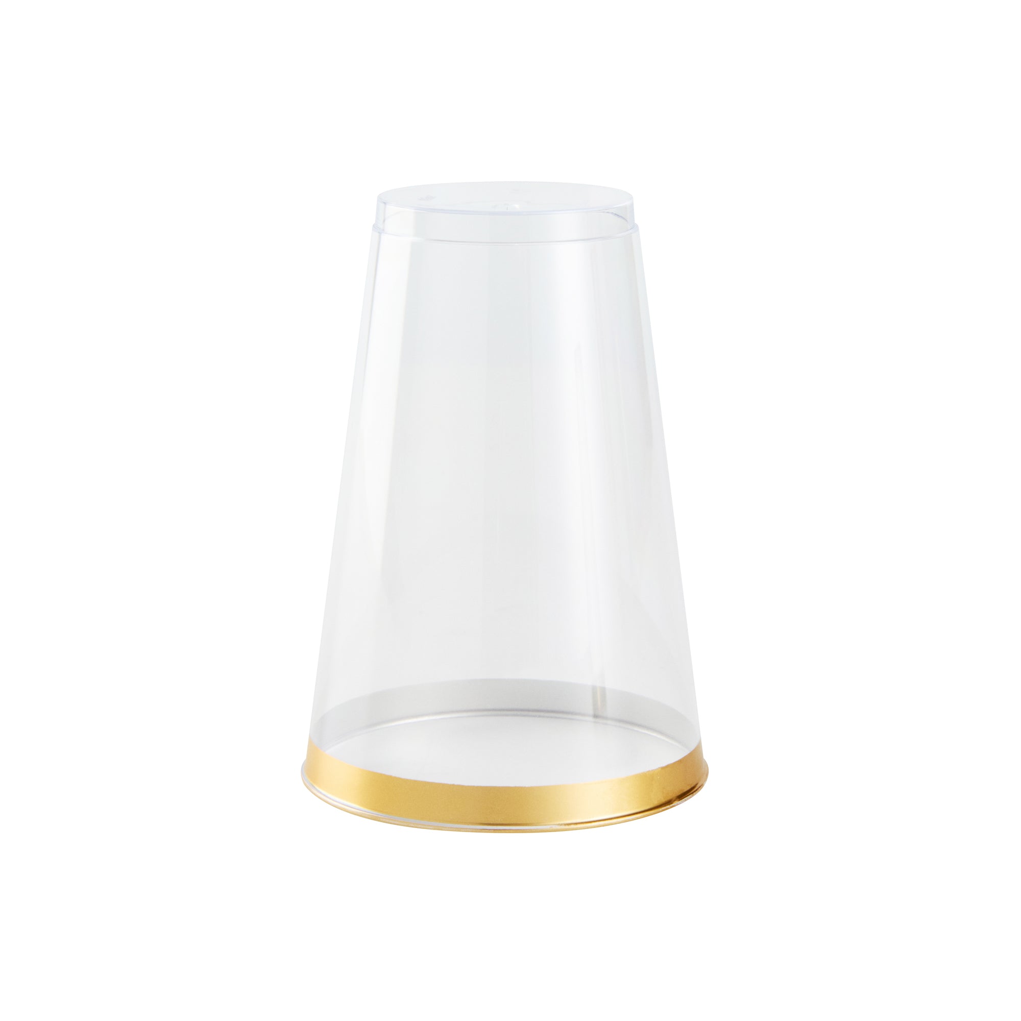 Chef 101 14 oz Clear Plastic Tumbler - with Gold Rim - 3 1/4" x 3 1/4" x 4 3/4" - 20 count box