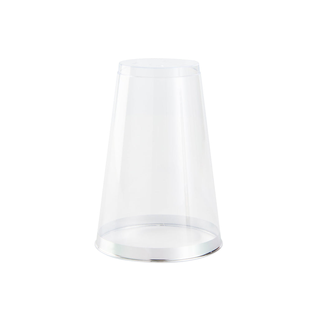 Chef 101 14 oz Clear Plastic Tumbler - with Silver Rim - 3 1/4" x 3 1/4" x 4 3/4" - 500 count box