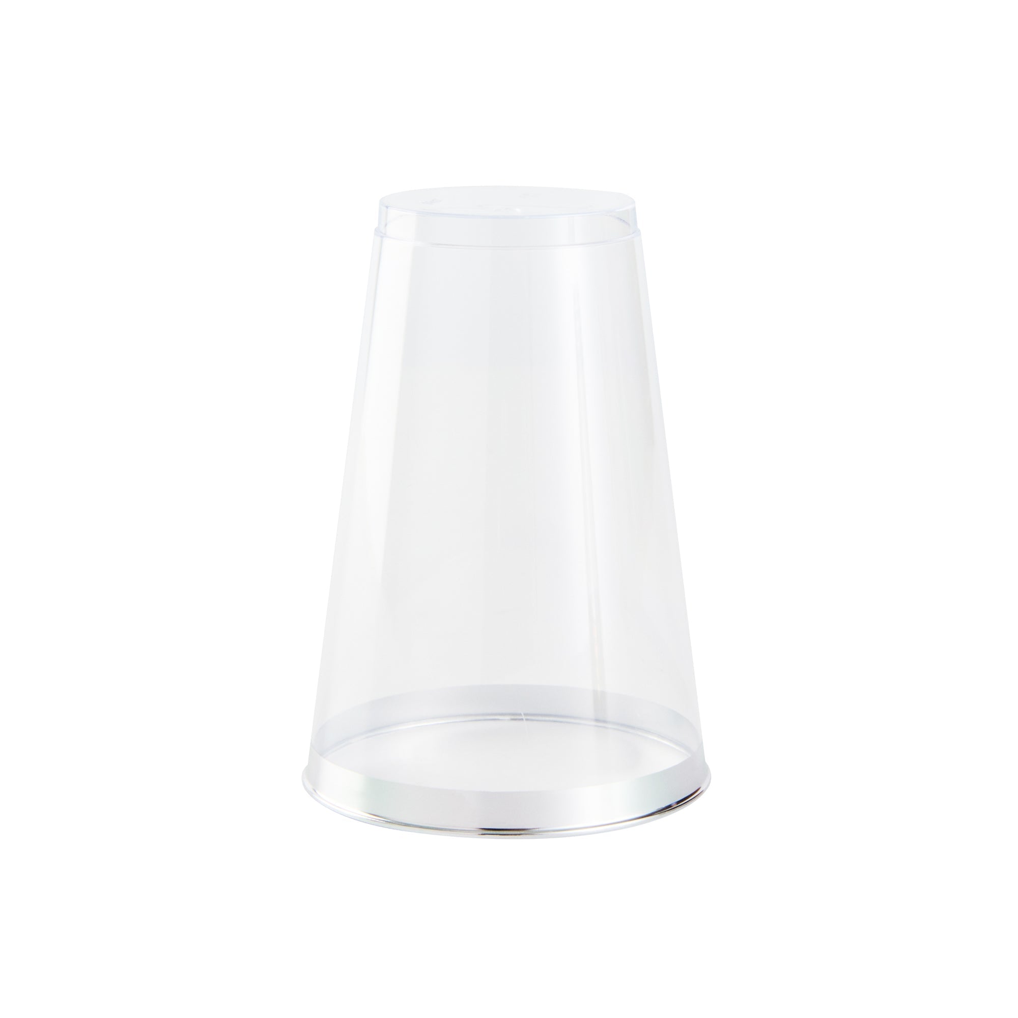 Chef 101 14 oz Clear Plastic Tumbler - with Silver Rim - 3 1/4" x 3 1/4" x 4 3/4" - 500 count box