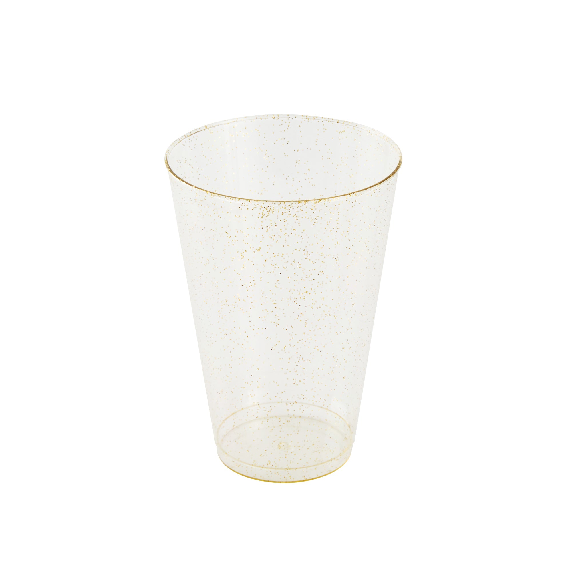 Chef 101 14 oz Gold Glitter Plastic Tumbler - 3 1/4" x 3 1/4" x 4 3/4" - 20 count box