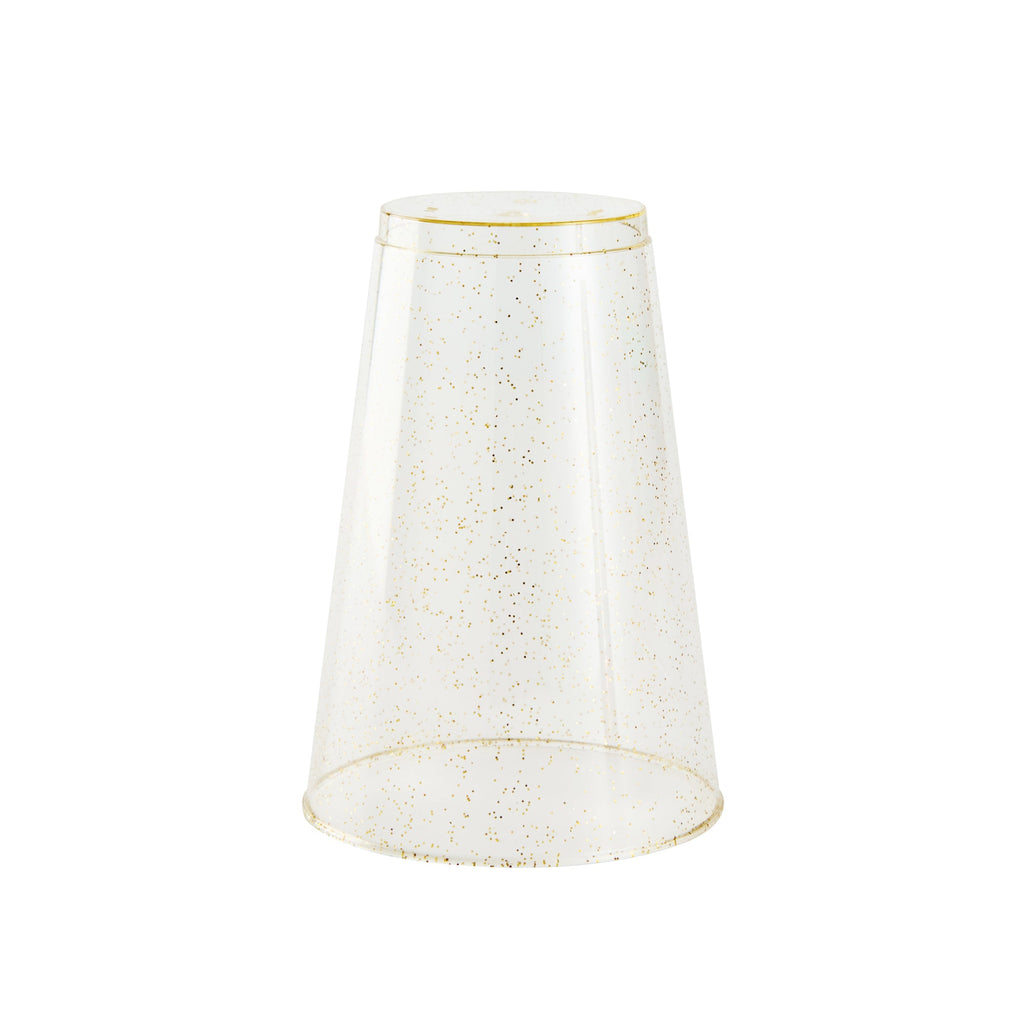 Chef 101 14 oz Gold Glitter Plastic Tumbler - 3 1/4" x 3 1/4" x 4 3/4" - 20 count box