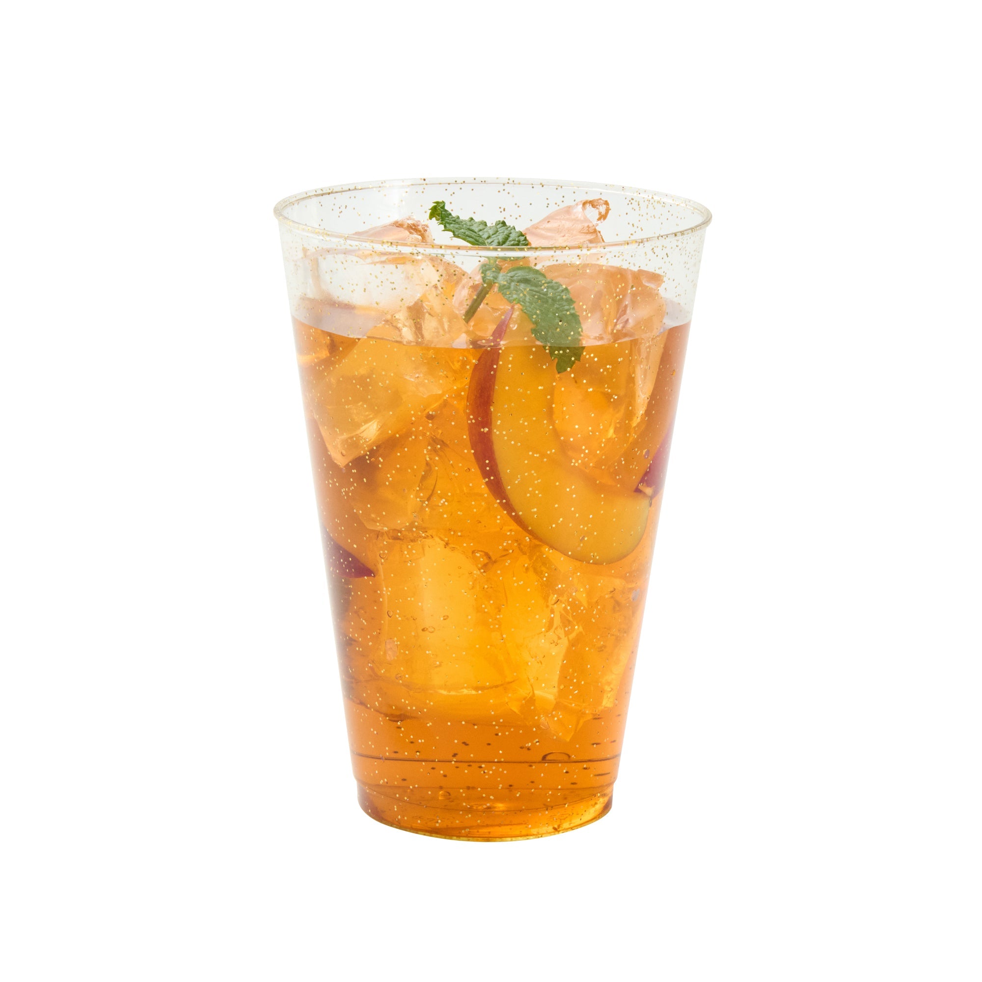 Chef 101 14 oz Gold Glitter Plastic Tumbler - 3 1/4" x 3 1/4" x 4 3/4" - 500 count box