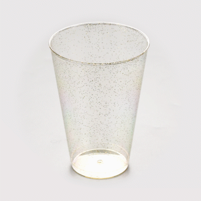 Chef 101 14 oz Gold Glitter Plastic Tumbler - 3 1/4" x 3 1/4" x 4 3/4" - 500 count box