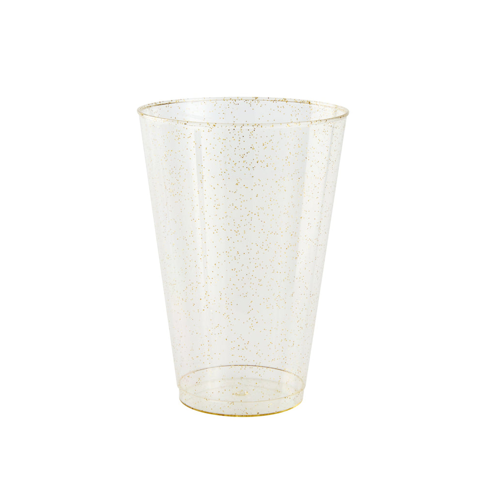 Chef 101 14 oz Gold Glitter Plastic Tumbler - 3 1/4" x 3 1/4" x 4 3/4" - 500 count box
