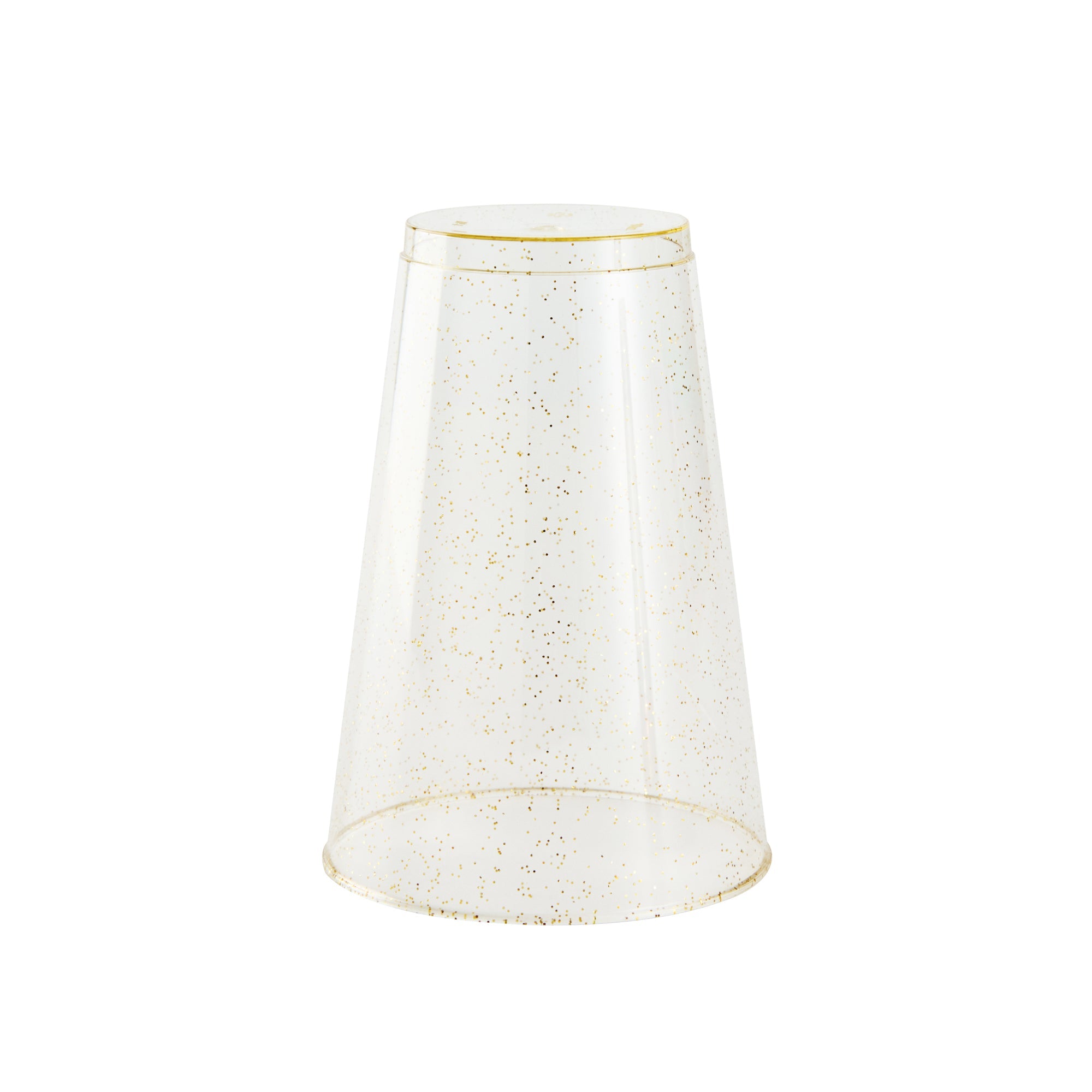 Chef 101 14 oz Gold Glitter Plastic Tumbler - 3 1/4" x 3 1/4" x 4 3/4" - 500 count box