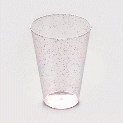 Chef 101 14 oz Pink Glitter Plastic Tumbler - 3 1/4" x 3 1/4" x 4 3/4" - 20 count box