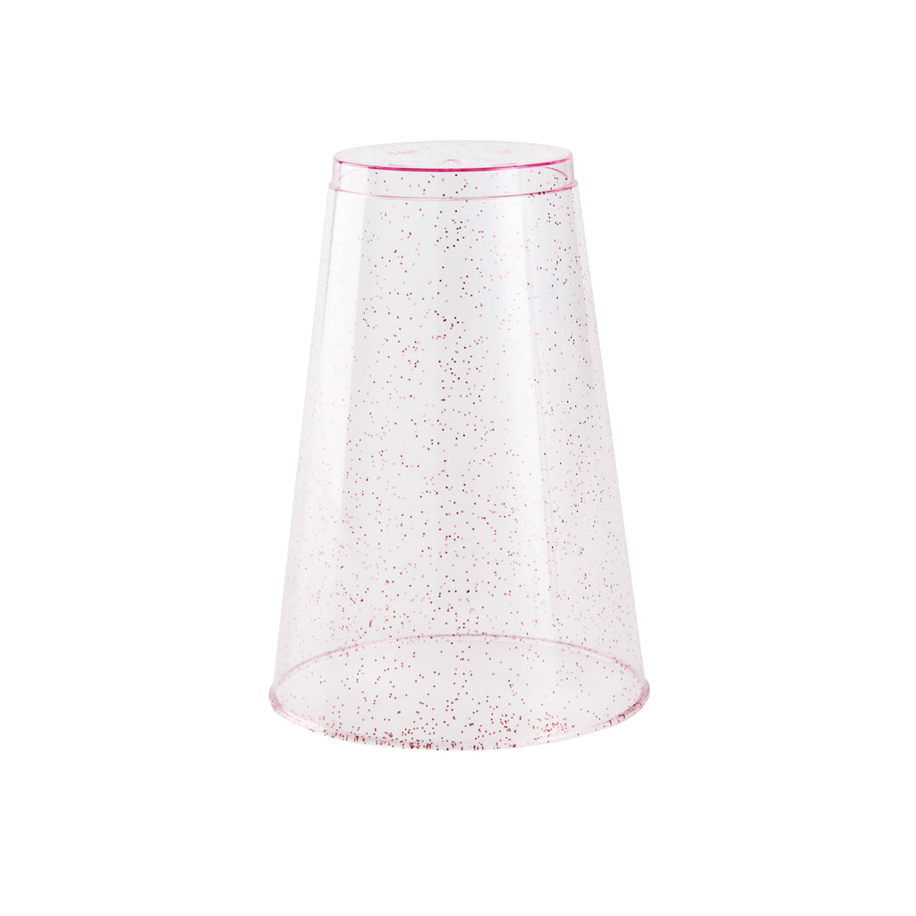 Chef 101 14 oz Pink Glitter Plastic Tumbler - 3 1/4" x 3 1/4" x 4 3/4" - 20 count box
