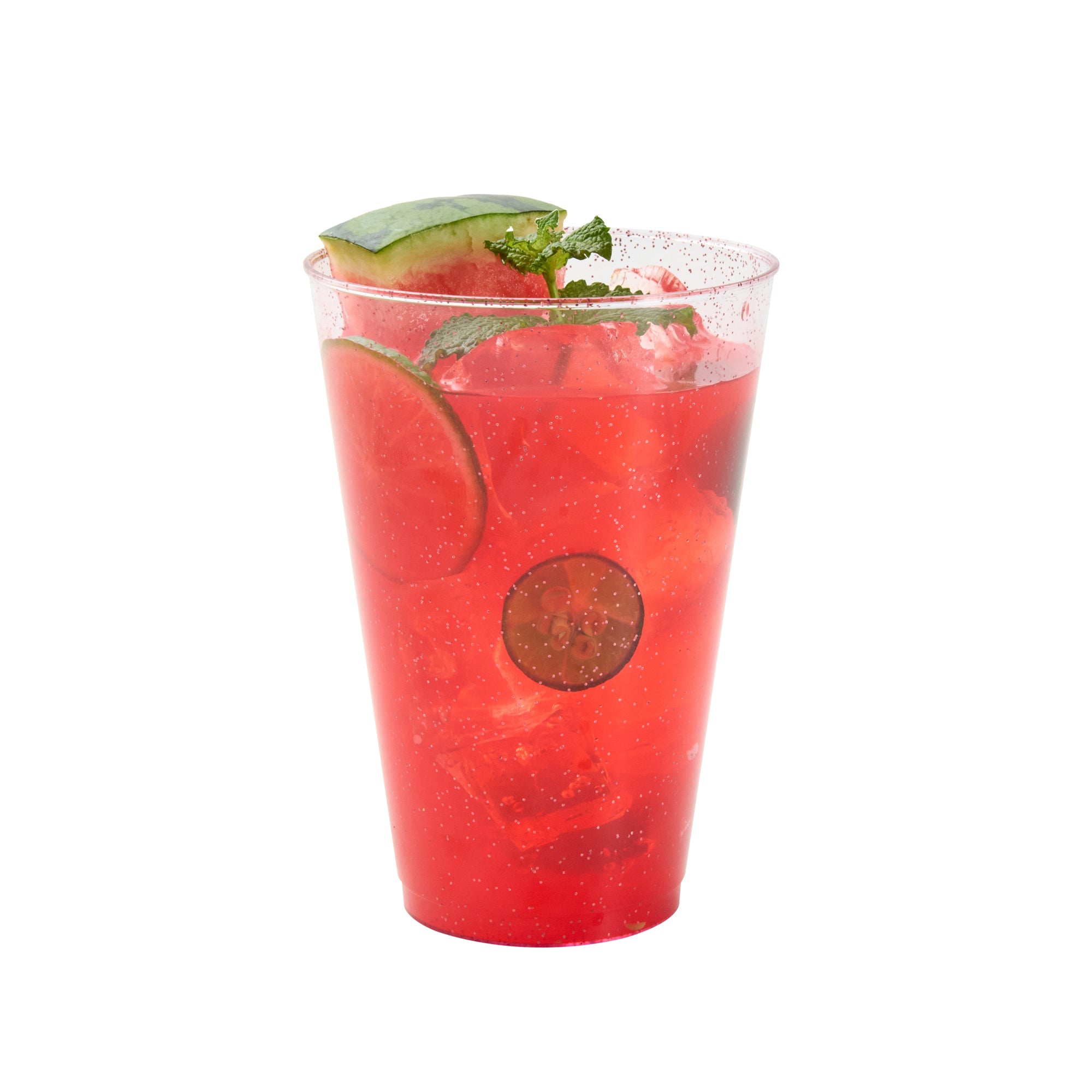 Chef 101 14 oz Pink Glitter Plastic Tumbler - 3 1/4" x 3 1/4" x 4 3/4" - 500 count box